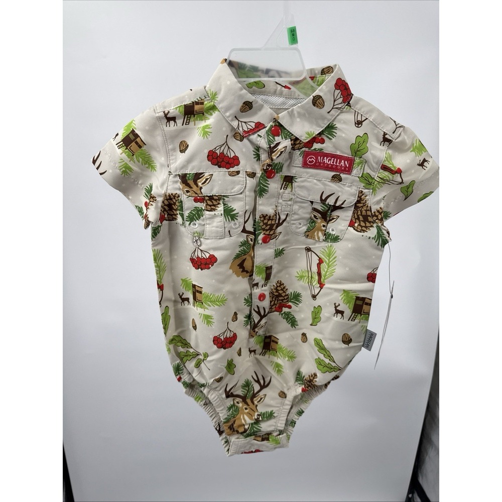 NWT Magellan Outdoors Christmas Vintage Hunt Baby One PC. 12-18 Months Snaps